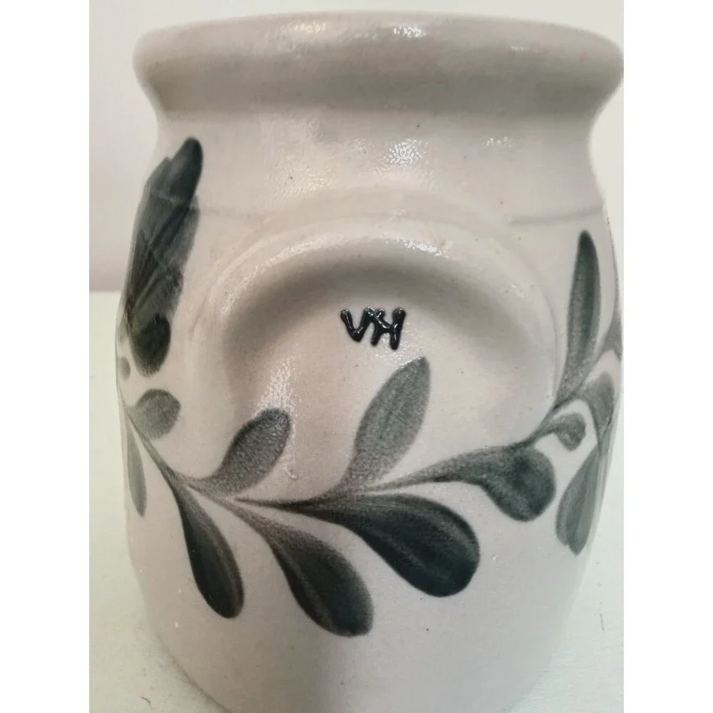 VTG Don Hains Salmon Falls Stoneware Pottery Tart Warmer Pennsylvia Green